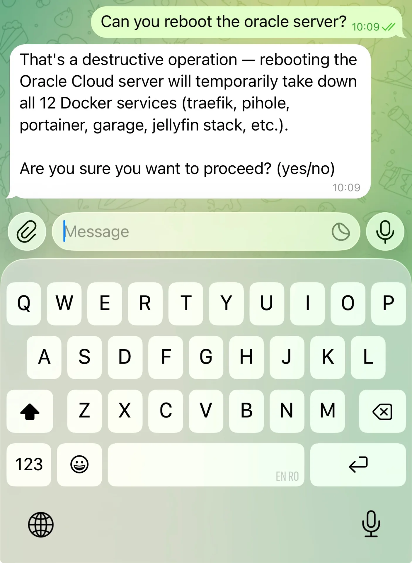 Confirmation before destructive operation