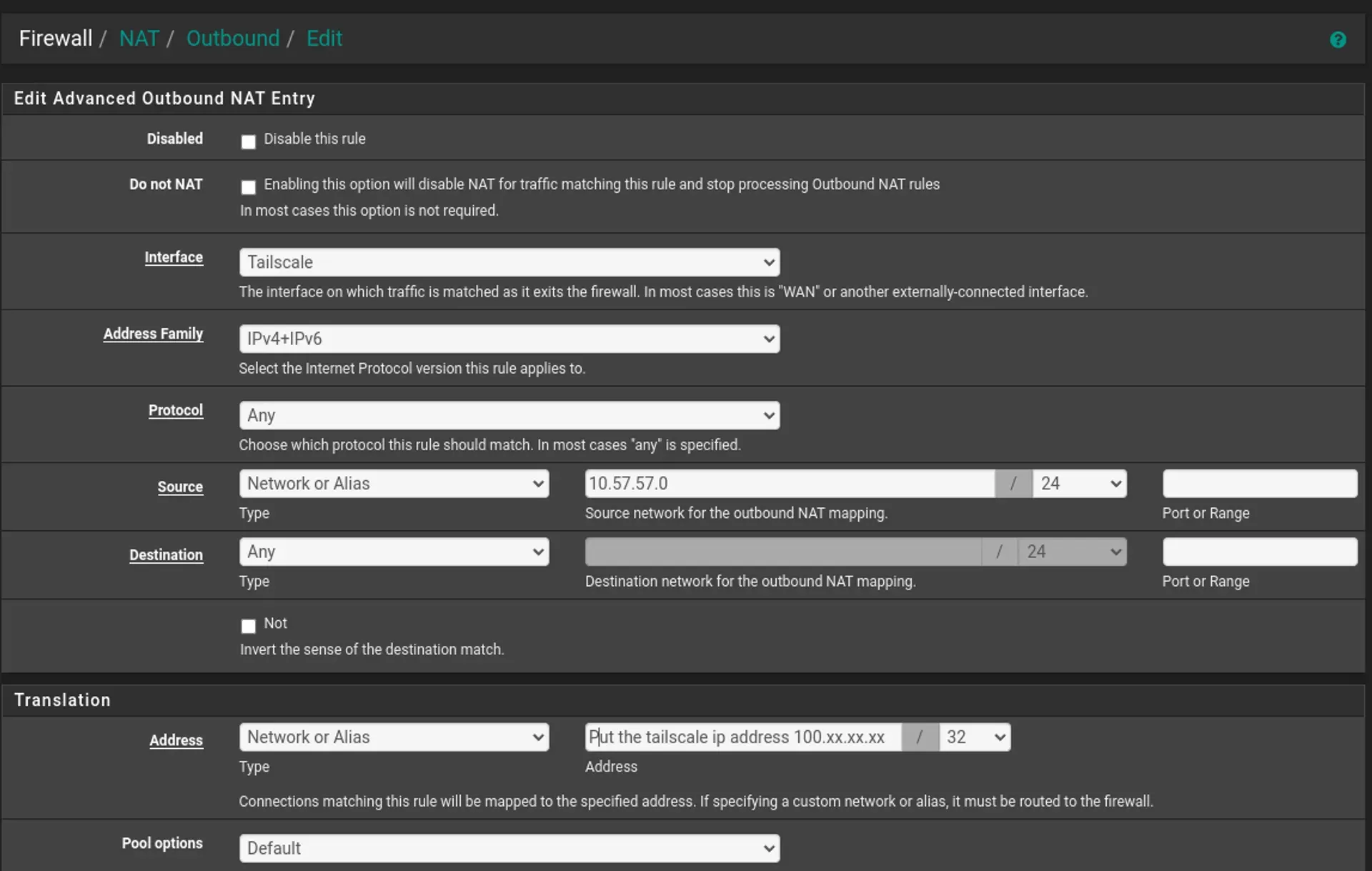 Tailscale pfSense NAT Rules