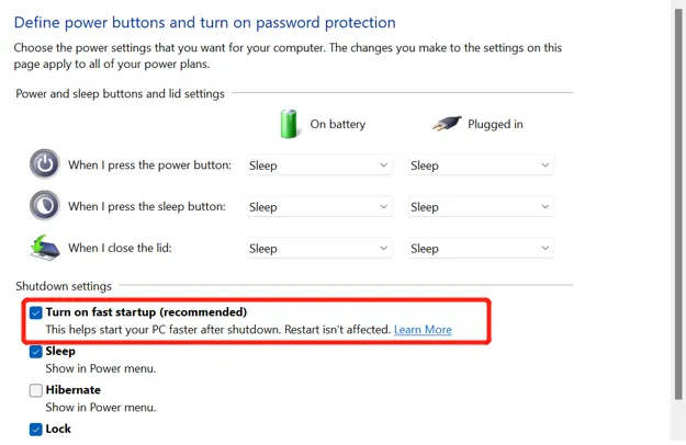 Windows Fast Startup