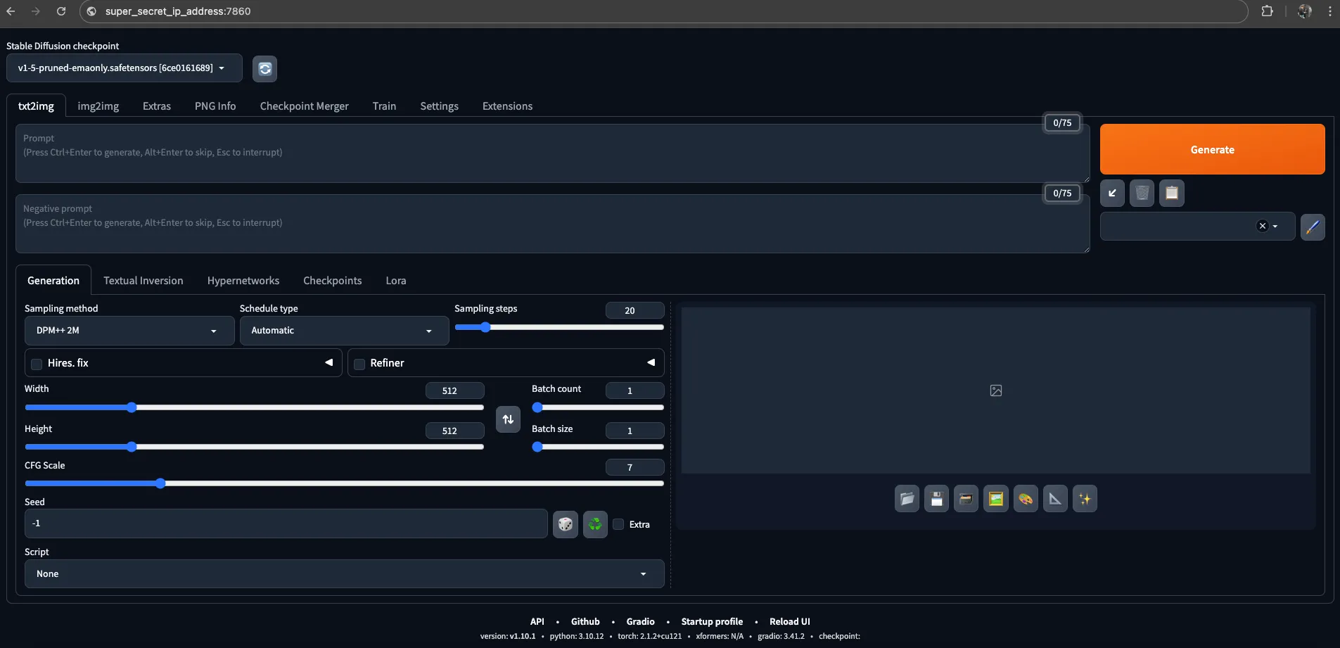 Stable Diffusion Web Interface