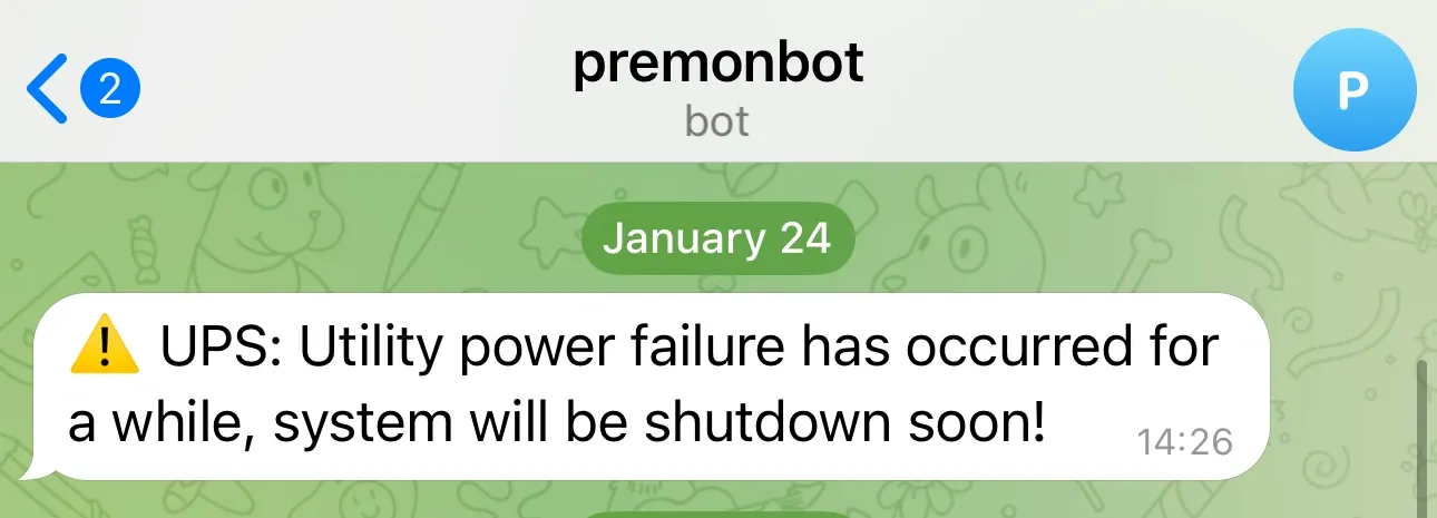 Telegram UPS notification